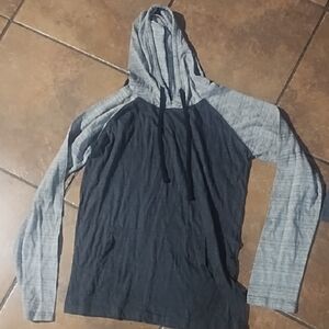 Burnside Gray and Black Hooded Shirt